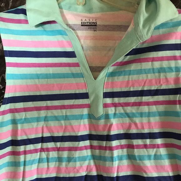 Basic Editions Stripped Sleeveless Top sz. S NWT - Picture 2 of 2
